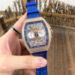 Copy Franck Muller Vanguard Chronograph Rose Gold Iced Out Watch 44mm